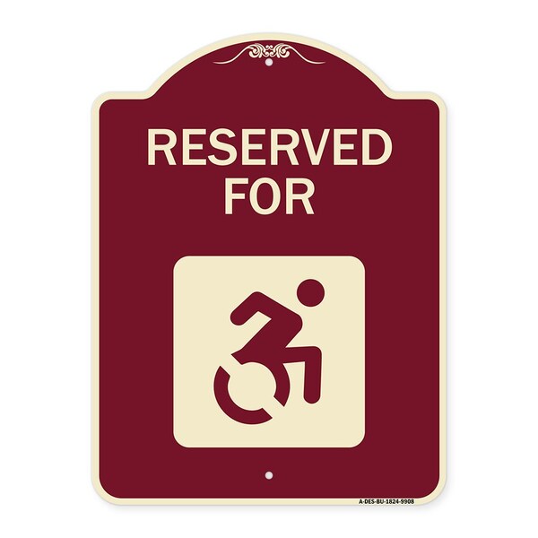 Signmission Designer Series-Reserved For With Accessible Symbol Heavy-Gauge Aluminum, 24" x 18", BU-1824-9908 A-DES-BU-1824-9908 - main